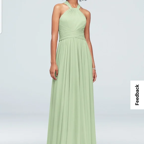 Davids's Bridal High-Neck Mesh Bridesmaid Dress with Full Skirt Size 18